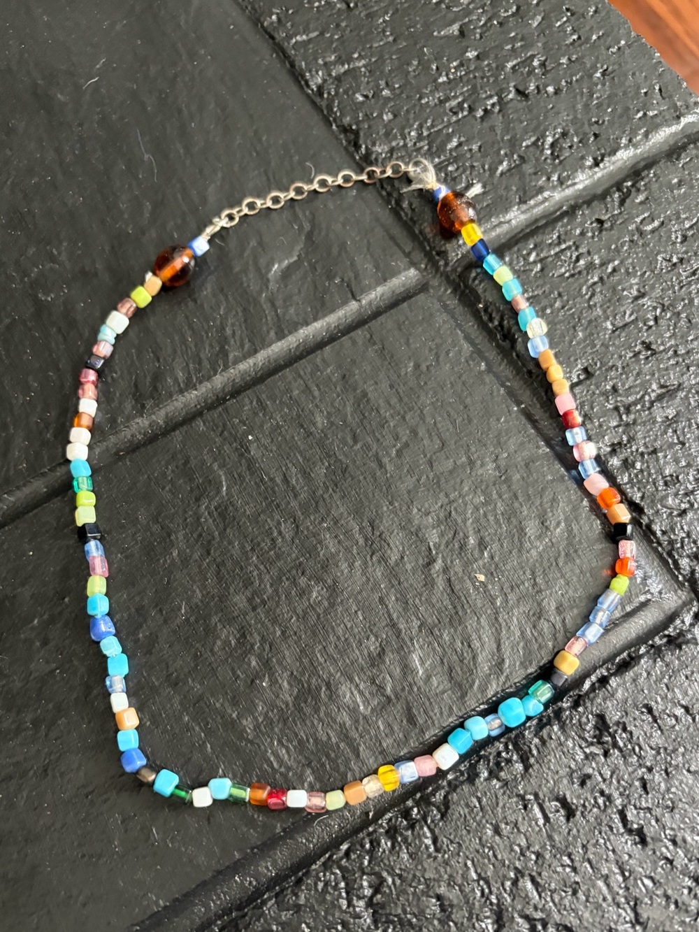 Multicolor Seed Bead Necklace - Colorful Beaded Women's Necklace